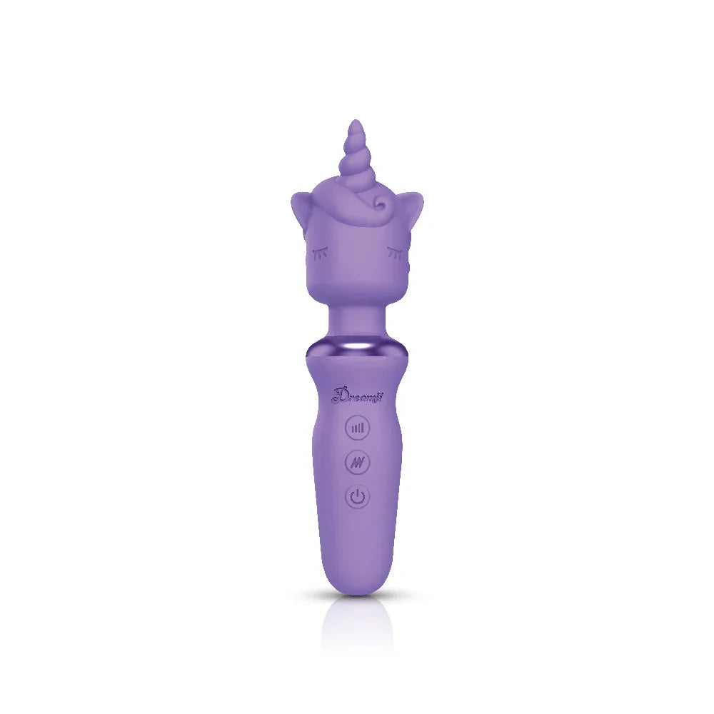 Purple unicorn-shaped toy on a white background