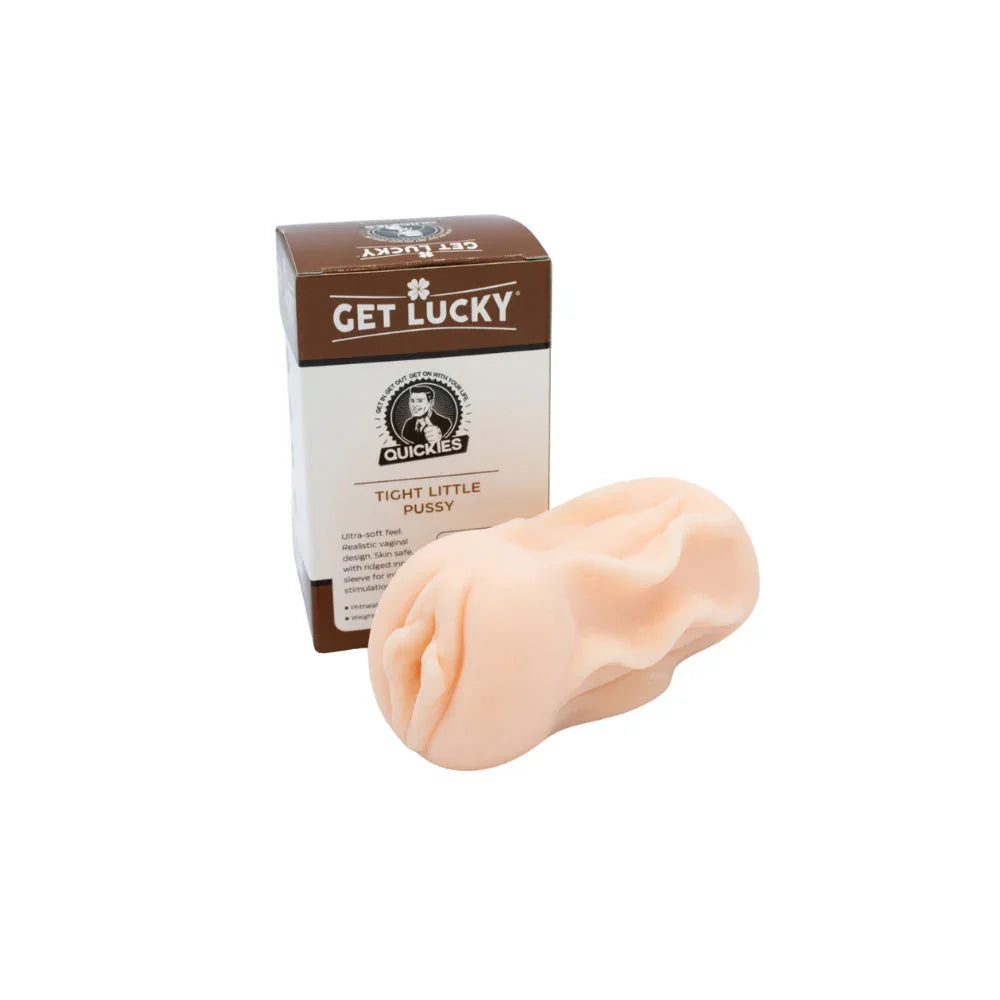male masturbator with packaging labeled 'Get Lucky' on a white background