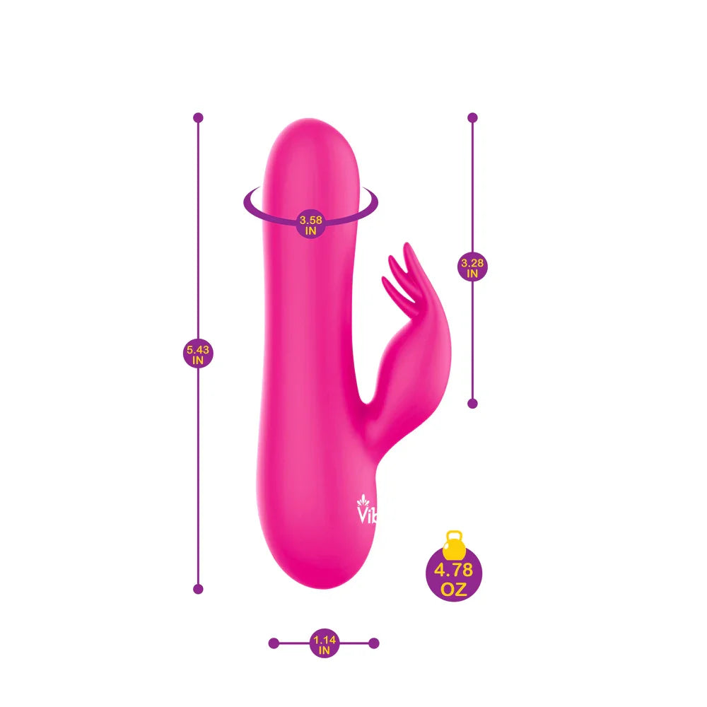 Pink toy with measurements on a white background