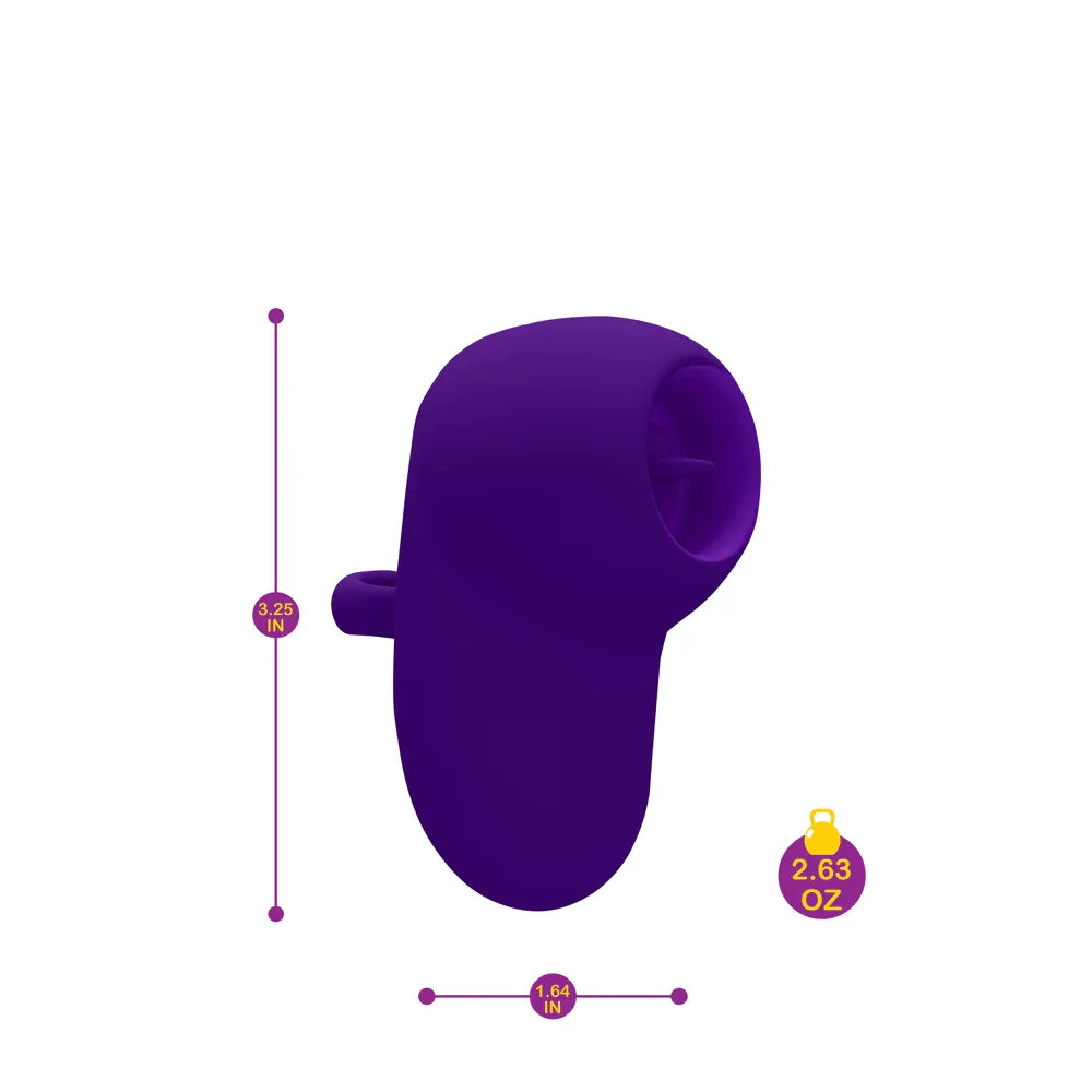 Purple hair tie with measurement indicators on a white background