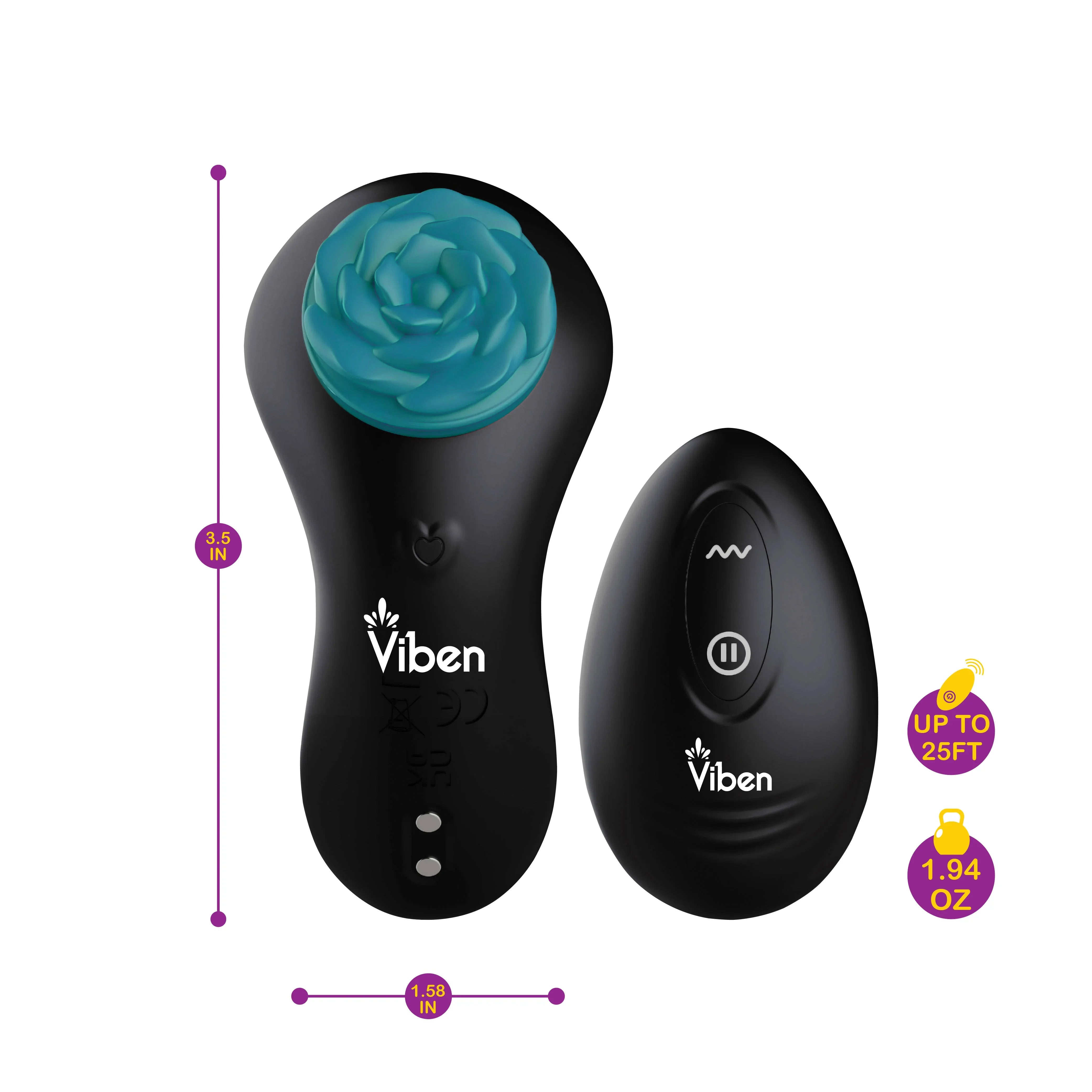 Black and teal electronic massager with 'Viben' branding on a white background
