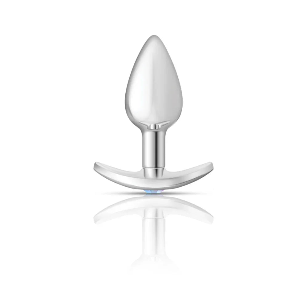Silver butt plug on a white background