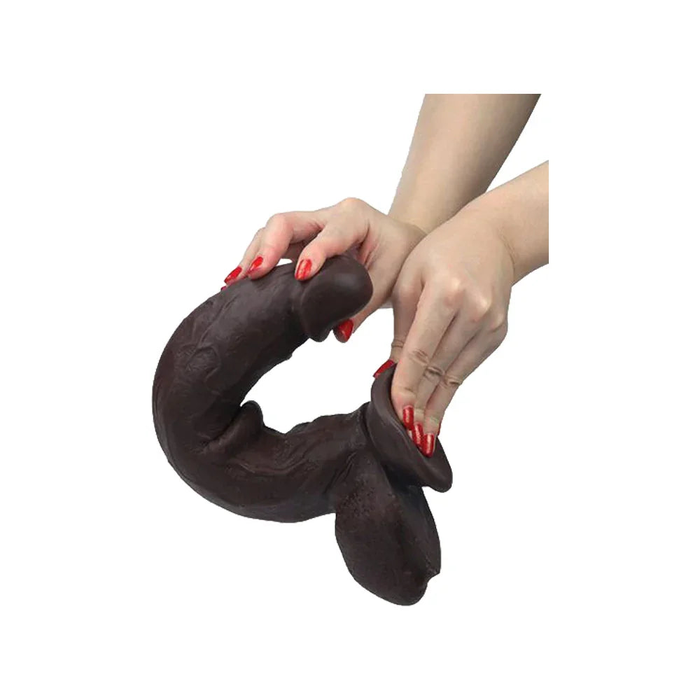 Real Skin 11" Dual Layer Dildo - Dark Brown - VIBEN