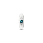Silver butt plug with a blue gemstone on a white background