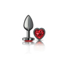 "Cheeky Charms-Gunmetal Metal Butt Plug- Heart-Dark Red-Small VB-CC9135"