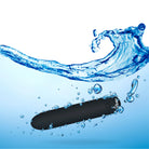 Black electronic massager with 'Viben' branding submerged in water with blue wave effects.