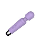Purple handheld massager with brand logo on a white background