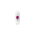 Silver butt plug with a pink gemstone on a white background