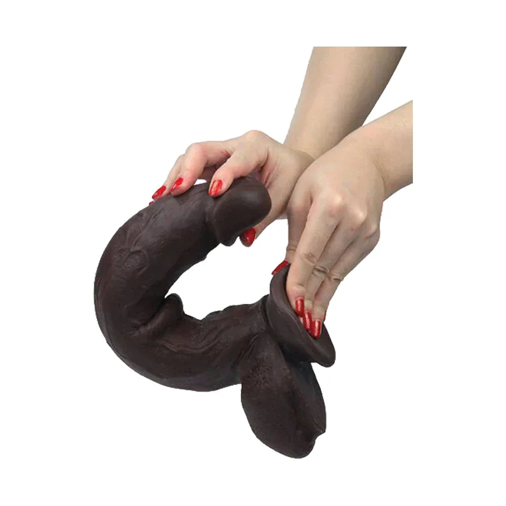 Real Skin 12" Dual Layer Dong - Dark Brown - VIBEN