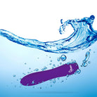 Purple toy with 'Viben' branding in water on a white background