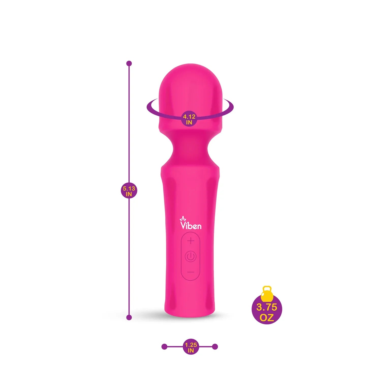 Pink wand with measurements on a white background