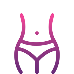 Outline of a woman's torso wearing a purple thong on a transparent background