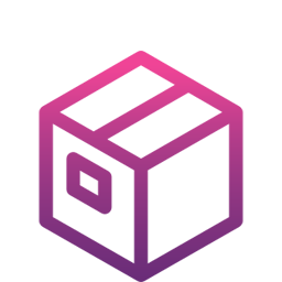Icon of a purple cube with a square inside on a transparent background