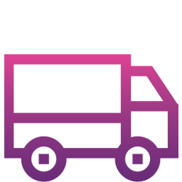 Purple outline of a delivery truck icon on a transparent background