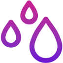 Three purple water droplets icon on a white background