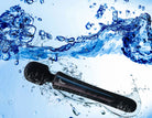 Black wand massager with 'Viben' branding in water with splashes