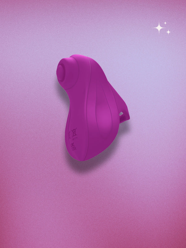 Purple thumping vibrator on a pink gradient background