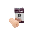 male masturbator with 'Get Lucky' branding on a white background
