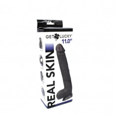 Real Skin 11” Dual Layer Dildo - Dark Brown